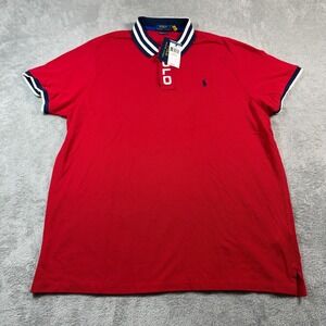 Polo Ralph Lauren Polo Shirt Mens 2XL Red Custom Slim Fit Polo Spellout NWT